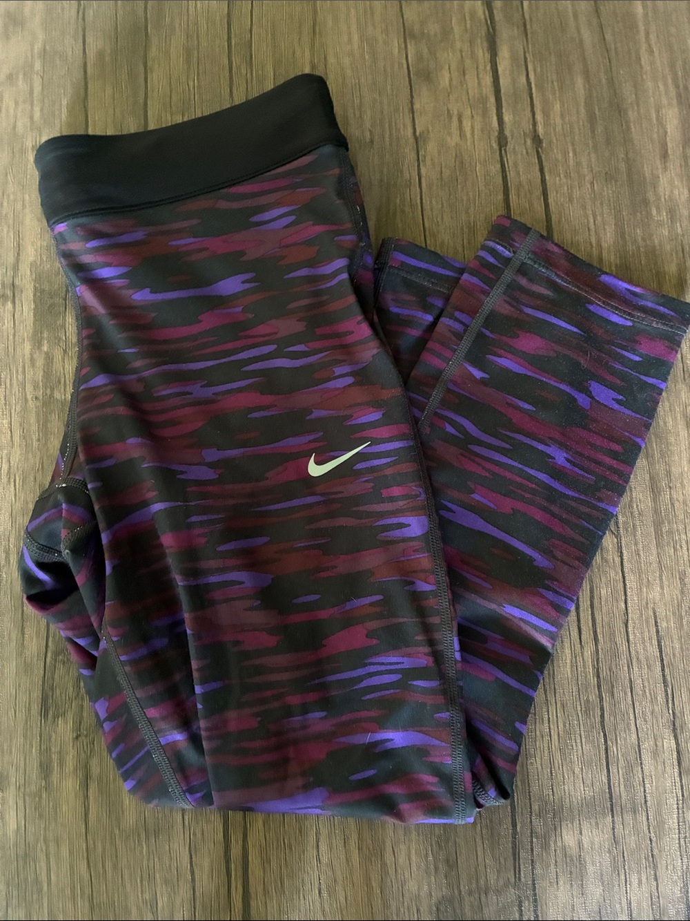 Nike Dri-Fit Black and Purple Camo Capri Leggings
